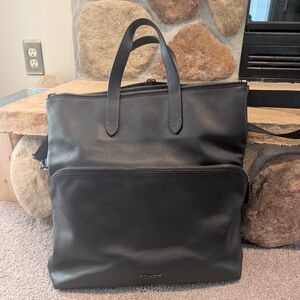 Unisex Coach Black Leather Crossbody Bag